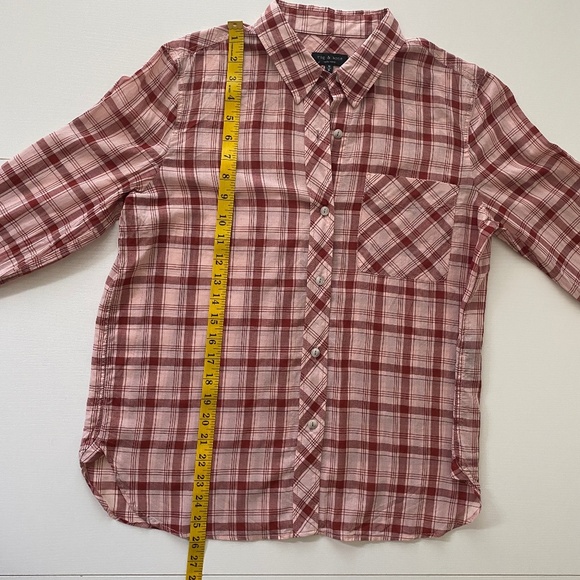 Rag & Bone New York Robbie Pink Red Plaid Button Down Shirt Size Medium - Picture 12 of 14